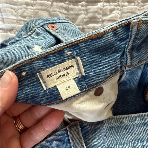 Madewell Light Blue Distressed Jean Shorts - Picture 3 of 3